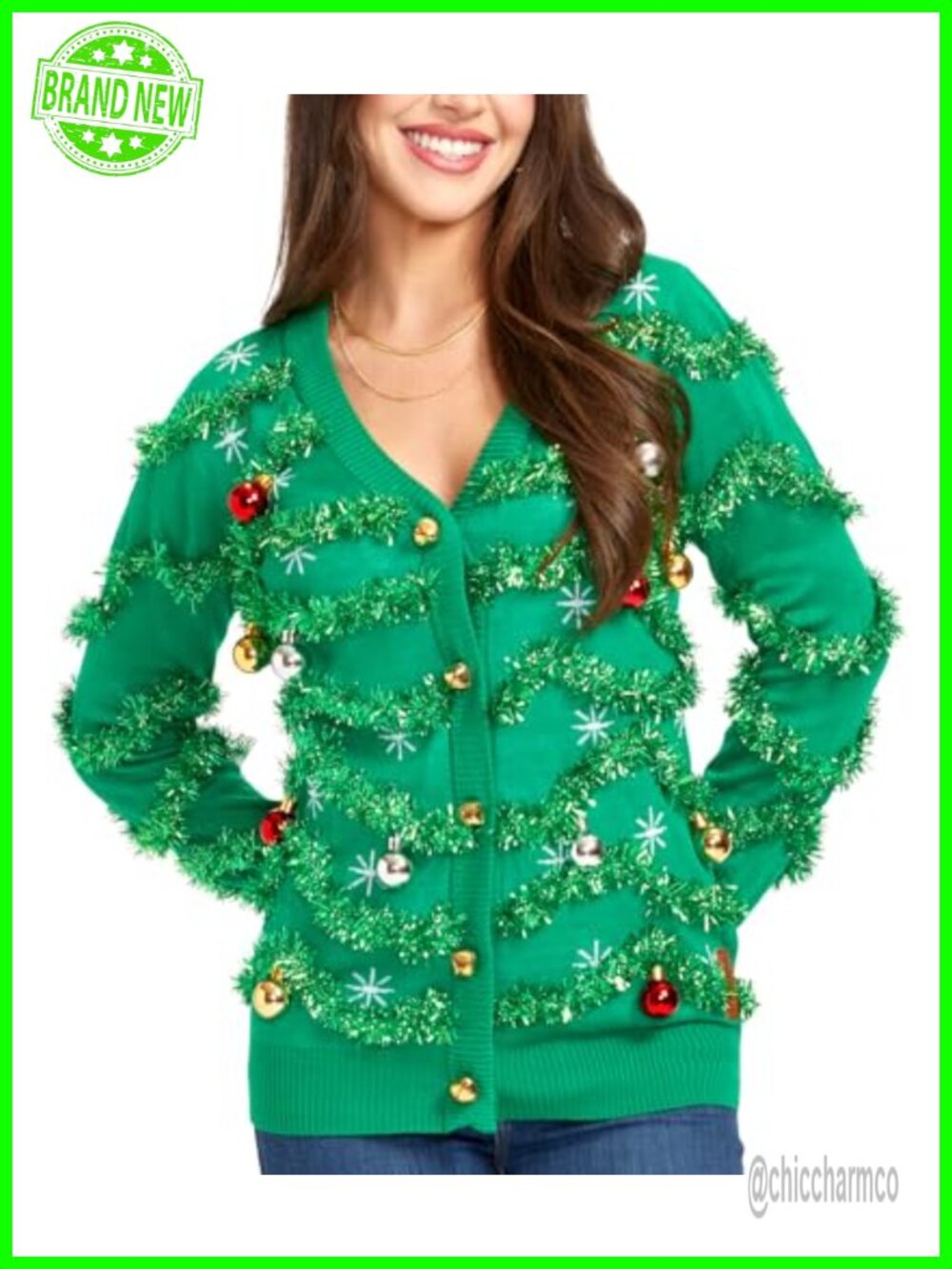 Tipsy Elves Women's Cute Cardigan Ugly Christmas Sweater
